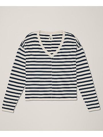 Pact Navy Laguna Stripe Classic Fine Knit Relaxed Sweater (view 1)