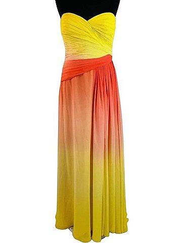 Monique Lhuillier Ombré Chiffon Strapless Gown Cocktail Dress (view 2)