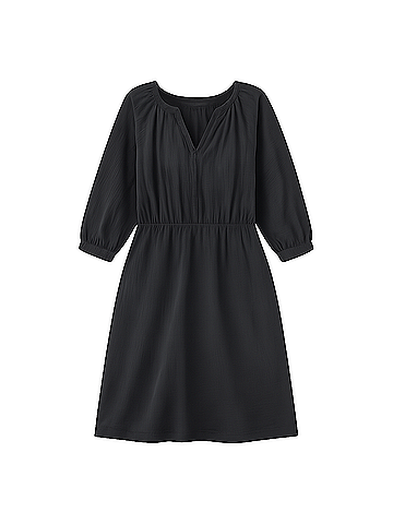 Pact Black Coastal Double Gauze Peasant Dress (view 1)