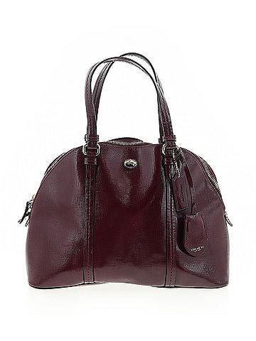 Coach Peyton Leather Domed Satchel in Wine Coach Satchel (view 1)