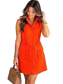 Pearl By Lela Rose Utility Cargo Zip Front Dress Casual Dress (view 1)
