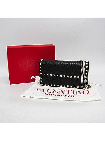 Valentino Garavani Valentino Garavani Rockstud Chain Wallet Bag 2W2P0S61VSH Women's Leather Crossbody Bag,Shoulder Bag Black (view 2)