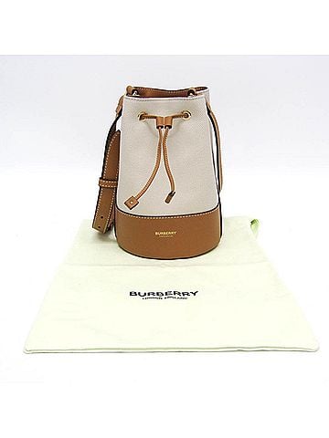 Burberry Burberry Small Bucket Crossbody Bag 8084614 Women's Cotton Canvas,Leather Shoulder Bag Brown,Light Beige (view 2)
