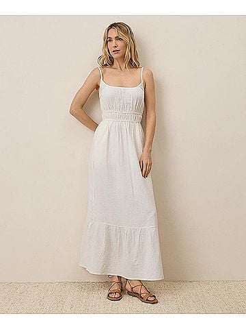 Pact Sea Salt Coastal Double Gauze Cami Maxi Dress (view 2)