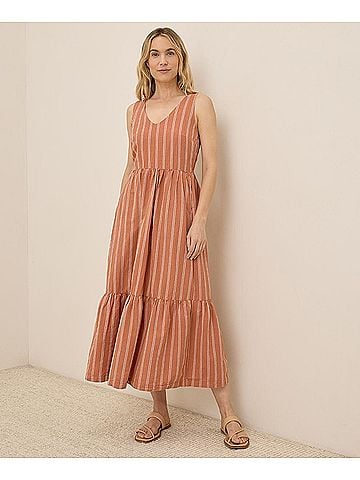 Pact Hermosa Stripe Canopy Linen Blend Easy Tank Dress (view 2)