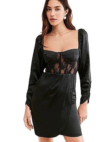 Astr Lace Bustier Long Sleeve Mini Dress Casual Dress (view 1)