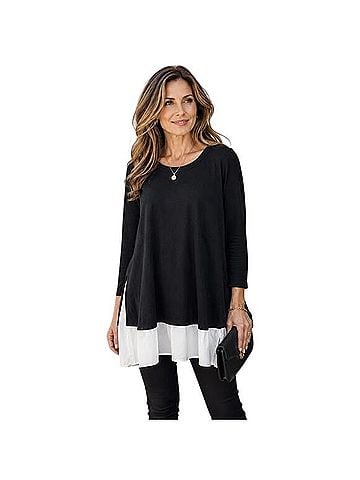 Avenue Hacci Chiffon Knit Tunic Top 3/4 Sleeve Jersey (view 2)