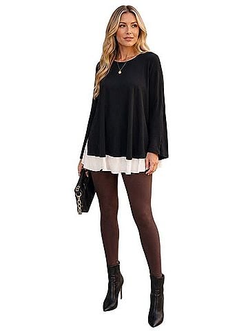 Avenue Hacci Chiffon Knit Tunic Top 3/4 Sleeve Jersey (view 1)