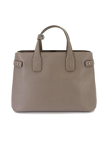 Burberry Burberry Banner Medium 2-Way Tote Shoulder Handbag, Leather, Taupe Brown, 8006327, Silver Hardware (view 2)