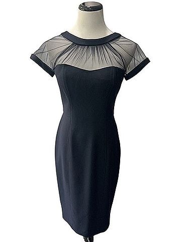 Maggy London Blue Illusion Mesh Sheath Dress Cocktail Dress (view 1)