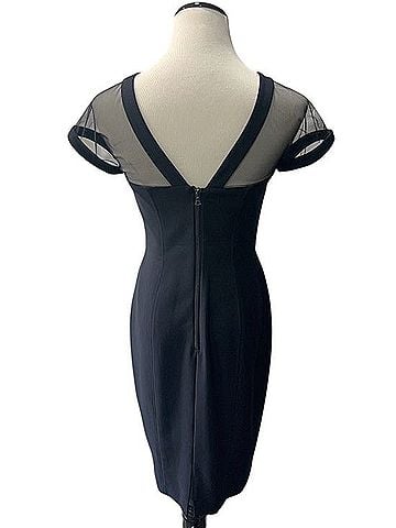 Maggy London Blue Illusion Mesh Sheath Dress Cocktail Dress (view 2)