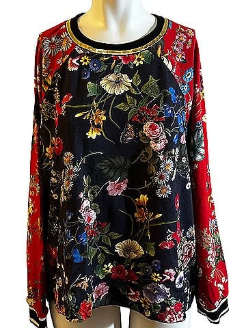 Johnny Was Black Dreamer Velvet Mix Sweatshirt Long Sleeve Blouse (view 1)