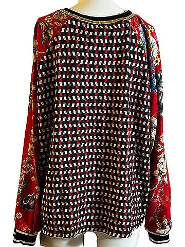 Johnny Was Black Dreamer Velvet Mix Sweatshirt Long Sleeve Blouse (view 2)