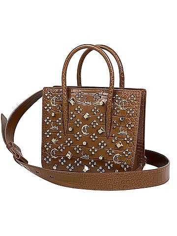 Christian Louboutin Christian Louboutin Paloma S Mini 2-Way Handbag, Studded Embossed Leather, Brown, Women's. (view 1)