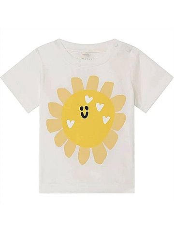 Stella McCartney Baby Girls' Sunflower Face Print Top in Yellow/White (view 1)