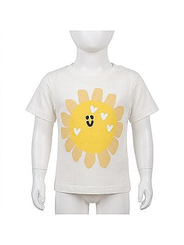 Stella McCartney Baby Girls' Sunflower Face Print Top in Yellow/White (view 2)
