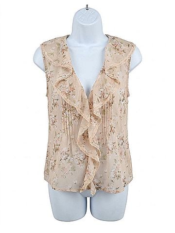 By Together Women's Gardenia Ruffle Top in Taupe Multi (view 1)