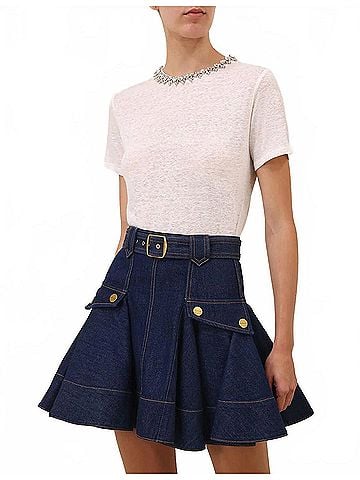 Zimmermann Short Sleeve Embellished Tee in Ivory (view 2)