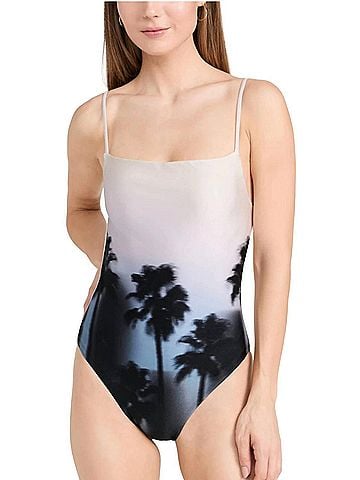 Jonathan Simkhai Elenora One Piece in Hazy Palm Print (view 2)
