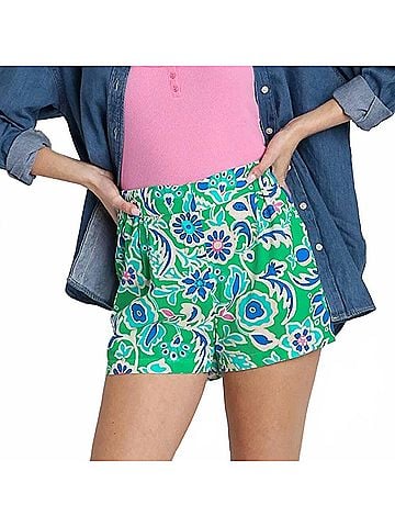 Umgee Floral Print Shorts in Green (view 2)