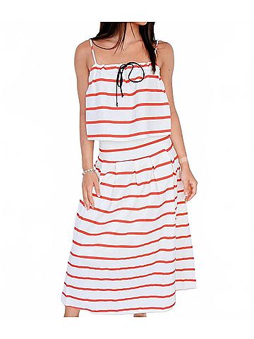 By Together The Sloan Striped Skirt Set in Cream Red (view 2)