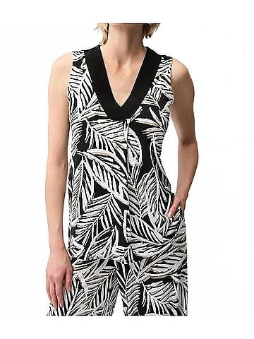 Joseph Ribkoff Tropical Print V-Neck Sleeveless Top in Black/Multi (view 2)