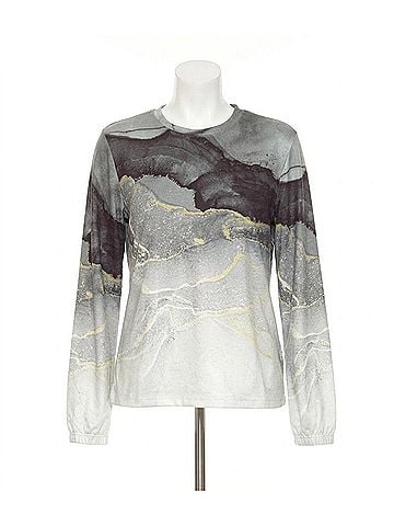 P.J. Salvage Diamond Marble Long Sleeve Top in Multi (view 1)