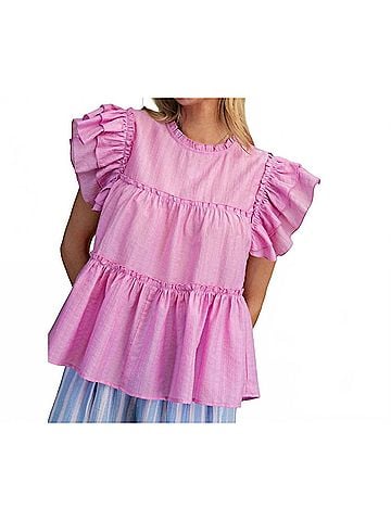 Easel Crepe Tier Top in Orchid (view 2)