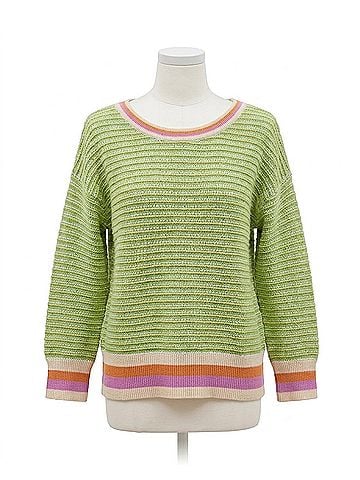 Tribal 3/4 Sleeve Scoop Neck Sweater in Mint Leaf Green (view 1)