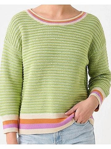 Tribal 3/4 Sleeve Scoop Neck Sweater in Mint Leaf Green (view 2)