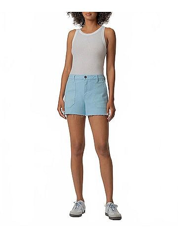 Kut from the Kloth Jane High Rise Raw Hem Short in Sky Blue (view 2)