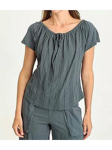 XCVI Selda Textured Gauze Cinched Top in Hawthorn Leaf (view 2)