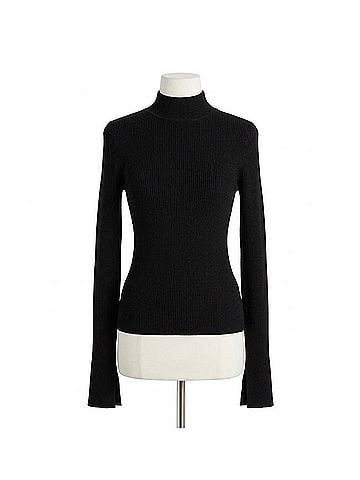 Alice + Olivia Roberta Ribbed Turtleneck Top in Black (view 1)