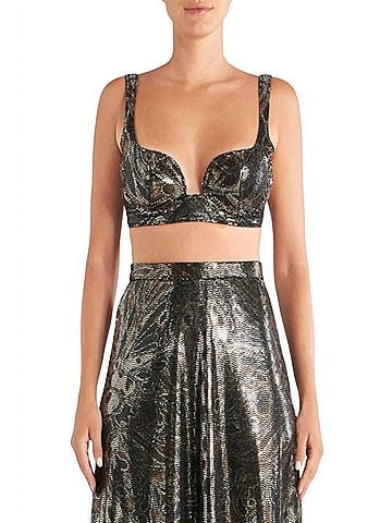 ETRO Sequin Underwire Bralette Top in Black-Metallic (view 2)
