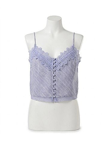 Ramy Brook Ayda Embellished Linen Tank Top in Bazaar Blue (view 1)