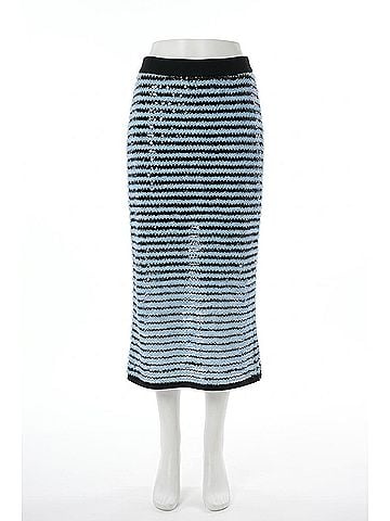 Joseph Ribkoff Textured Stripe Midi Pencil Skirt in Blue/Black (view 1)