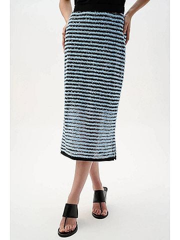 Joseph Ribkoff Textured Stripe Midi Pencil Skirt in Blue/Black (view 2)