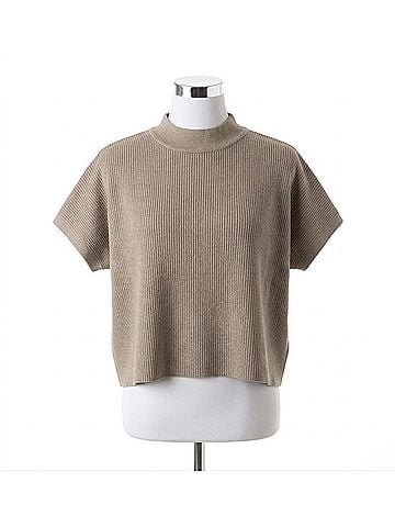 By Together Mock Neck Short Sleeve Sweater in Mocha (view 1)