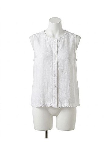 Bobi Button Front Tank Top in White (view 1)