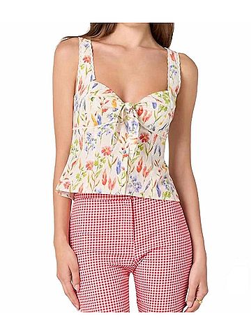 Astr Theresa Lace Bustier Tank Top in White Floral (view 2)