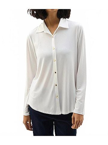 Joseph Ribkoff Button Front Long Sleeve Top in Vanilla (view 2)