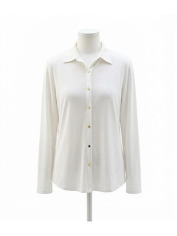 Joseph Ribkoff Button Front Long Sleeve Top in Vanilla (view 1)
