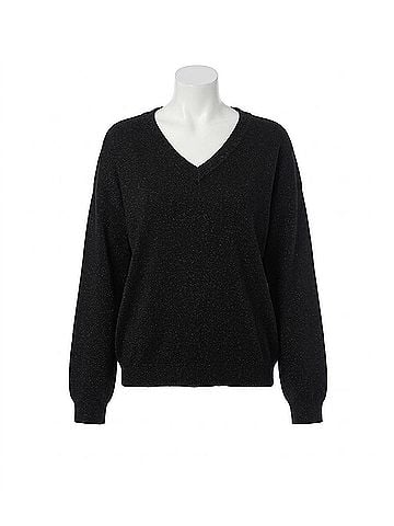 Joseph Ribkoff V-Neck Long Sleeve Sweater in Black (view 1)