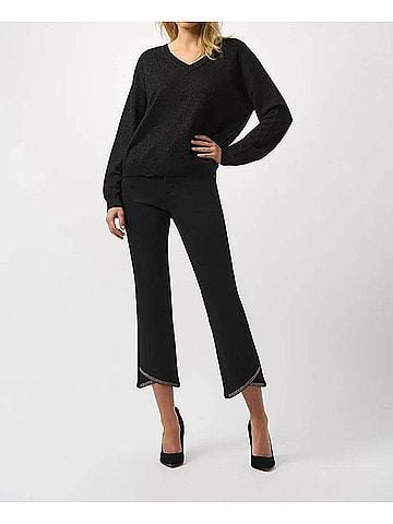 Joseph Ribkoff V-Neck Long Sleeve Sweater in Black (view 2)