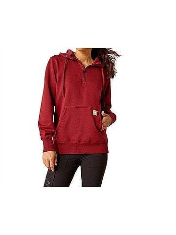 Ariat Rebar Skill Set 1/2 Zip Hoodie in Cabernet (view 2)