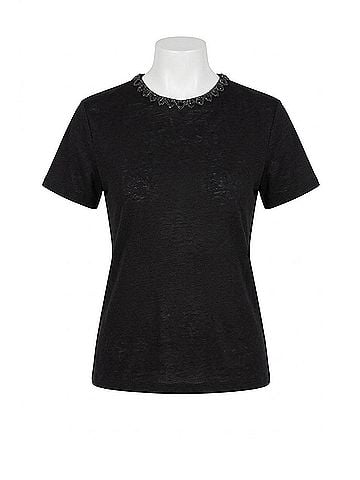 Zimmermann Short Sleeve Embellished Tee in Black (view 1)