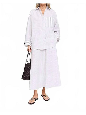 By Malene Birger Derris Organic Cotton Shirt in Black/White Mix (view 2)