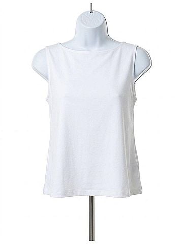 Sympli Nu Flared Shell Top in White (view 1)