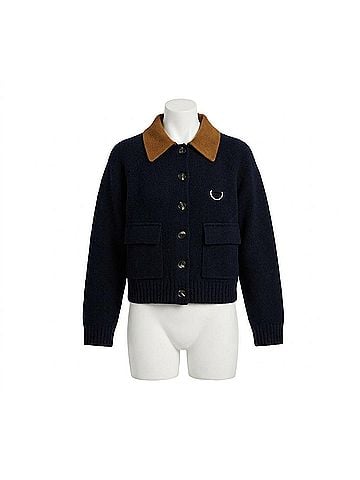 Barbour Alverstone Knitted Cardigan in Navy (view 1)