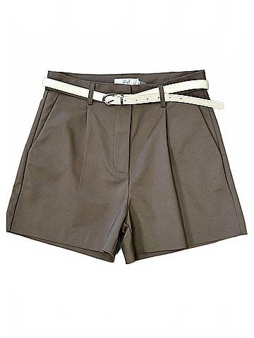 Easel Stretch Bengaline Shorts in Brown (view 1)